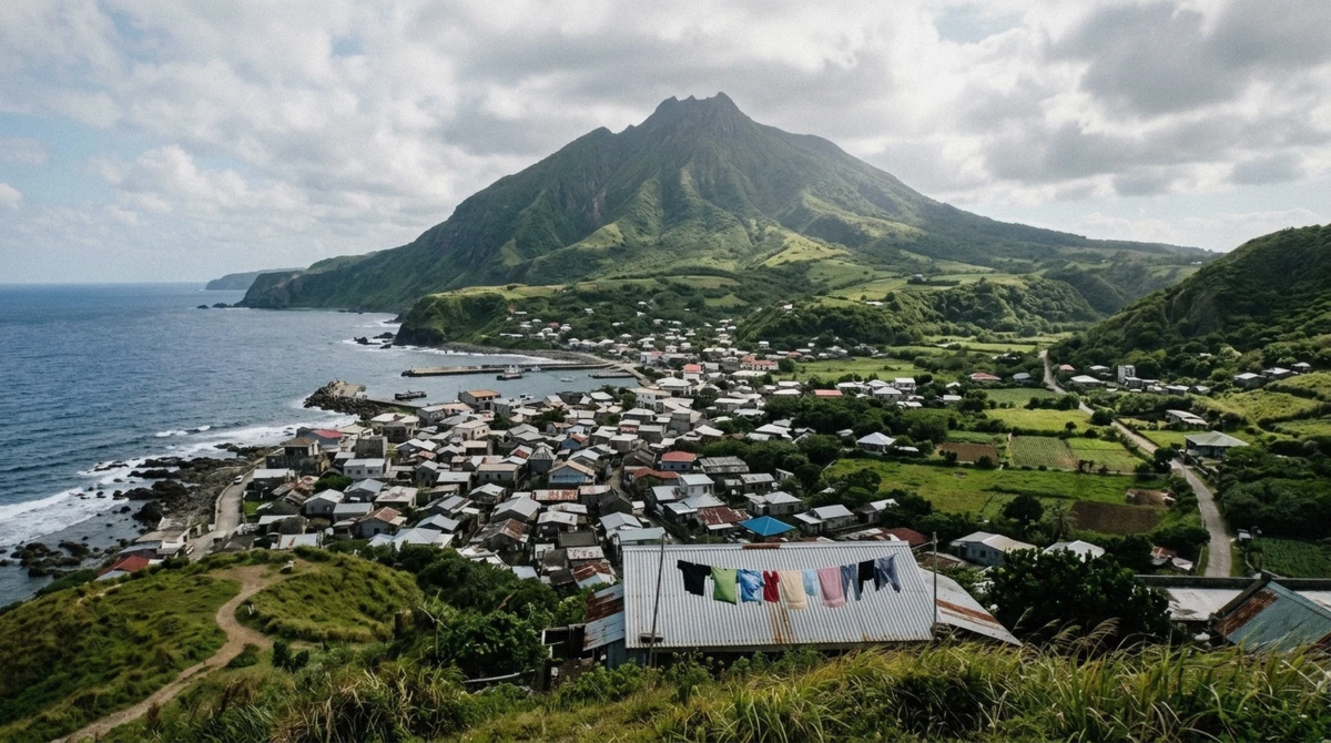 Basco and Mount Iraya seen from the hills above town, the base for every Batanes itinerary, Philippines